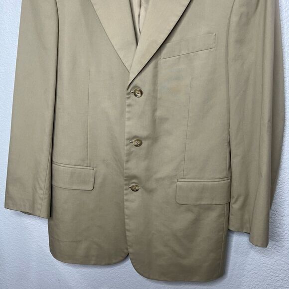 Brook Brothers Men Regent Fit Blazer Beige Jacket Sz 39R, 33W Padded Shoulders - Picture 5 of 15